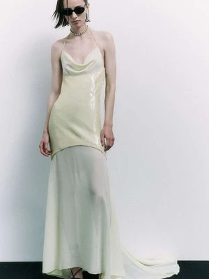 Asymetryczna długa sukienka z cekinami PATRIZIA PEPE