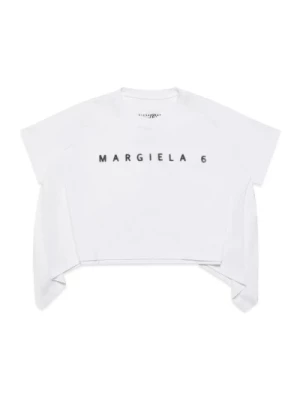 Asymetryczna koszulka z logo efektem pikseli MM6 Maison Margiela