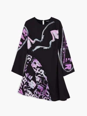 Asymetryczna krótka sukienka z napisami Desigual