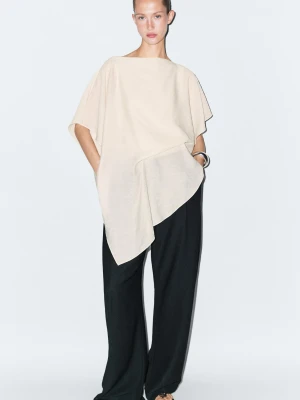 Asymetryczna Luźna Bluzka W Stylu Peleryny - Biały Złamany - Massimo Dutti - Female