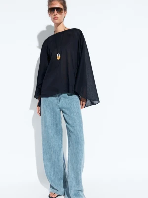Asymetryczna Luźna Peleryna - Ciemnoniebieski - Massimo Dutti - Female