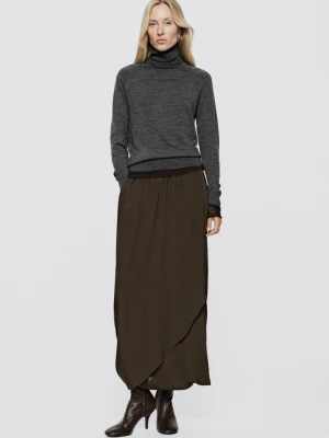 Asymetryczna Luźna Spódnica Midi – Limited Edition - Szarobrązowy - Massimo Dutti - Female