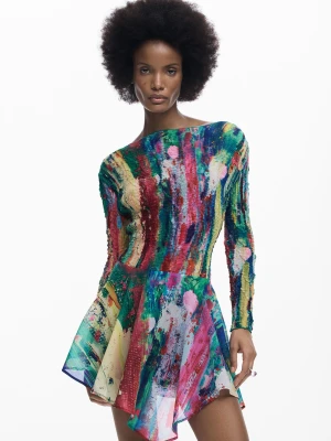 Asymetryczna marszczona sukienka Desigual