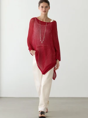 Asymetryczna Peleryna Z Mieszanki Bawełny - Czerwony - - Massimo Dutti - Kobieta