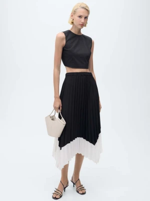 Asymetryczna plisowana spódnica czarny - Kobieta - - MANGO