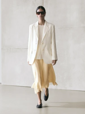 Asymetryczna Spódnica Bieliźniana - Waniliowy - - Massimo Dutti - Kobieta