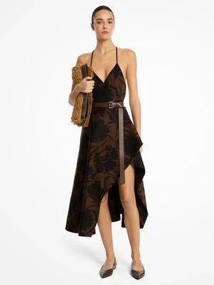 Asymetryczna spódnica z jedwabnego żakardu i bawełny chiné z kwiatowym wzorem MICHAEL KORS COLLECTION