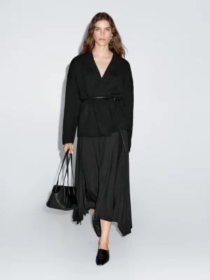 Asymetryczna Spódnica Z Zakładkami - Czarny - - Massimo Dutti - Kobieta