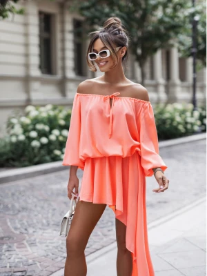 Asymetryczna sukienka hiszpanka NELA - brzoskwiniowa  magmac 