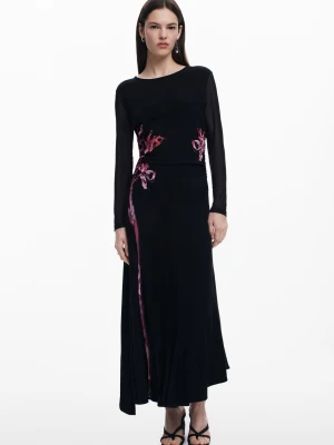 Asymetryczna sukienka maxi w kolorze liliowym Desigual