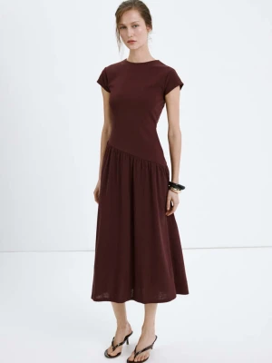 Asymetryczna sukienka midi burgund - Kobieta - - MANGO