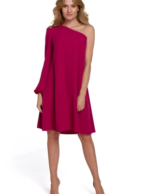 Asymetryczna sukienka na jedno ramię fioletowa Sukienki.shop