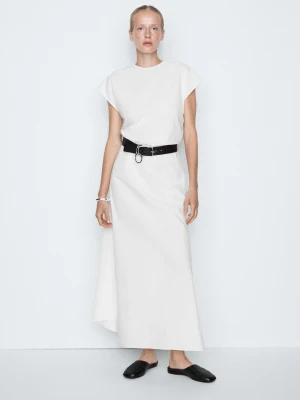 Asymetryczna Sukienka Studio - Biały - Massimo Dutti - Female