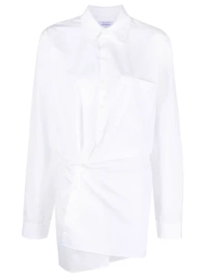Asymetryczna Sukienka z Bawełny Off White