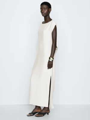 Asymetryczna Sukienka Z Drapowaniem - Studio - Popielaty - Massimo Dutti - Female