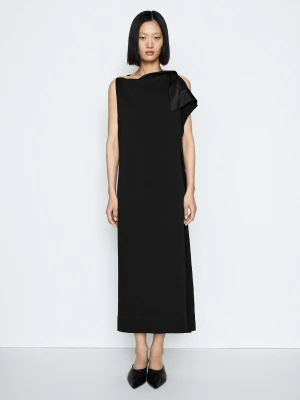 Asymetryczna Sukienka Z Falbankami - Studio - Czarny - - Massimo Dutti - Kobieta
