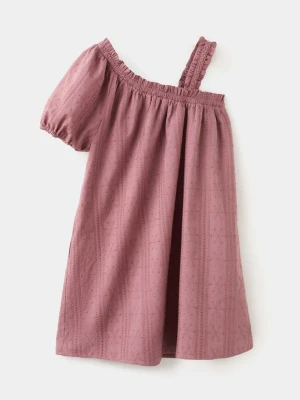 Asymetryczna sukienka z haftami różowy - Dzieci - lata - MANGO KIDS
