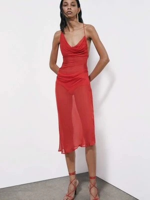 Asymetryczna sukienka z jedwabnego szyfonu z drapowaniem PATRIZIA PEPE