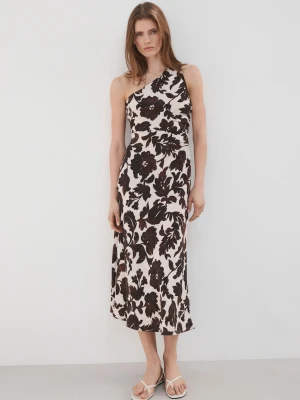 Asymetryczna sukienka z kwiatowym nadrukiem brązowy - Kobieta - - MANGO