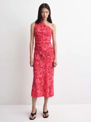 Asymetryczna sukienka z kwiatowym nadrukiem czerwony - Kobieta - - MANGO