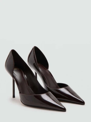 Asymetryczne lakierowane buty na obcasie burgund - Kobieta - - MANGO