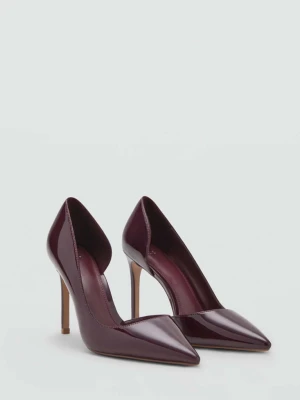 Asymetryczne lakierowane buty na obcasie burgund - Kobieta - - MANGO
