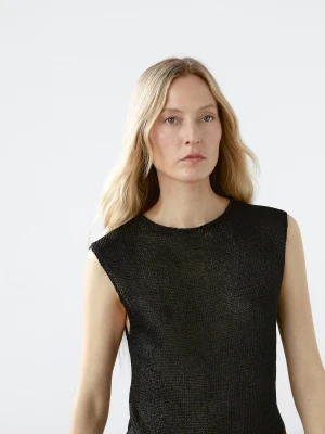 Asymetryczny Ażurowy Top - Czarny - - Massimo Dutti - Kobieta