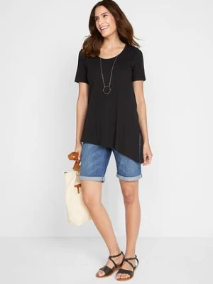 Asymetryczny długi T-shirt z mieszanki bawełny z wiskozą bonprix