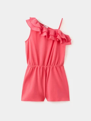 Asymetryczny kombinezon z falbanami koralowy - Dzieci - lata - MANGO KIDS