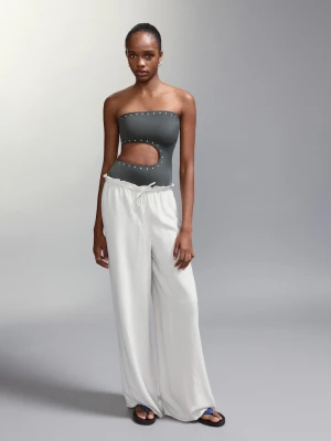 Asymetryczny strój kąpielowy z figami ze średnim stanem antracytowy - Dziewczyna - - MANGO TEEN