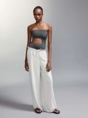 Asymetryczny strój kąpielowy z figami ze średnim stanem antracytowy - Dziewczyna - - MANGO TEEN