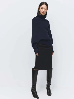Asymetryczny sweter z golfem granatowy - Kobieta - - MANGO