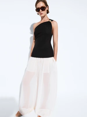 Asymetryczny Top Z Metalowym Elementem - Czarny - Massimo Dutti - Female