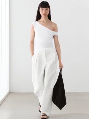 Asymetryczny Top Z Odkrytym Ramieniem - Biały Złamany - Massimo Dutti - Female