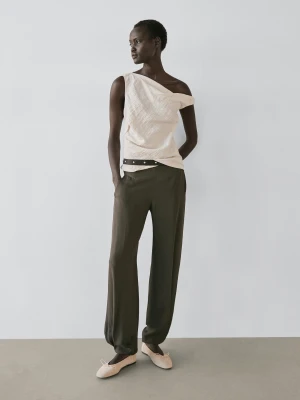 Asymetryczny Top Z Wiązaniem - Beżowy - - Massimo Dutti - Kobieta