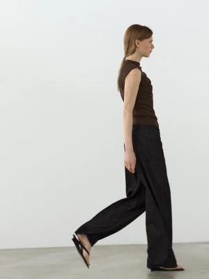 Asymetryczny Top Ze Zdobieniami - Brązowy - - Massimo Dutti - Kobieta