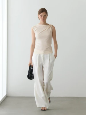 Asymetryczny Top Ze Zdobieniami - Surowy - - Massimo Dutti - Kobieta