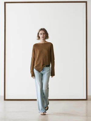 Asymmetrical Knit Cape Jumper - Tytoniowy - - Massimo Dutti - Kobieta