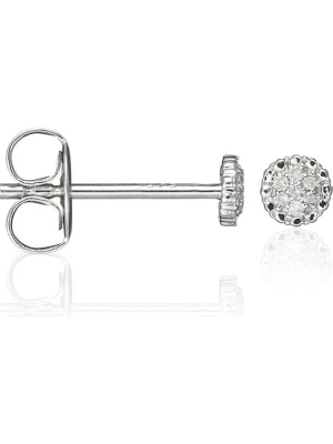 ATELIER DU DIAMANT Złote kolczyki-wkrętki "Round Stud" z diamentami rozmiar: onesize srebrny