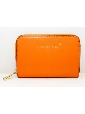 ATELIER ENAI Skórzany portfel "Mini Wally" w kolorze pomarańczowym - 12 x 10 cm rozmiar: onesize