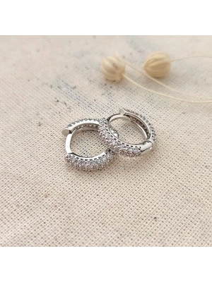 atelier MIU Pozłacane kolczyki-kreole z cyrkoniami rozmiar: onesize