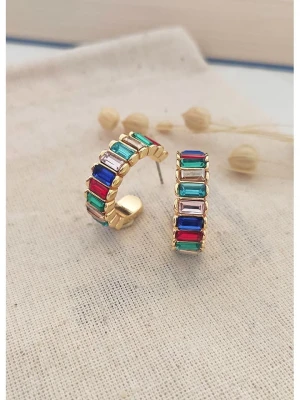 atelier MIU Pozłacane kolczyki-kreole z cyrkoniami rozmiar: onesize