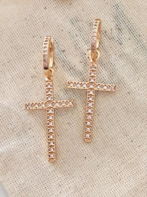 atelier MIU Pozłacane kolczyki-kreole z cyrkoniami rozmiar: onesize