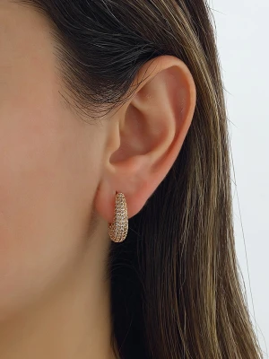 atelier MIU Pozłacane kolczyki-kreole z cyrkoniami rozmiar: onesize