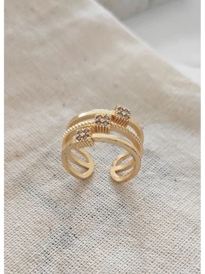 atelier MIU Pozłacany pierścionek z cyrkoniami rozmiar: onesize