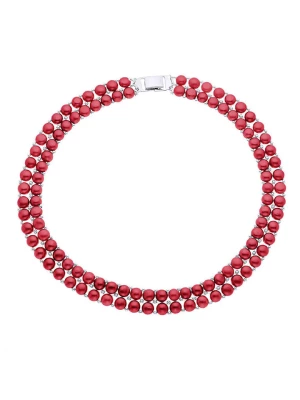 ATELIERS SAINT GERMAIN Naszyjnik perłowy w kolorze czerwonym - dł. 40 cm rozmiar: onesize