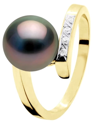 ATELIERS SAINT GERMAIN Złoty pierścionek z diamentami i perłą Tahiti rozmiar: 60