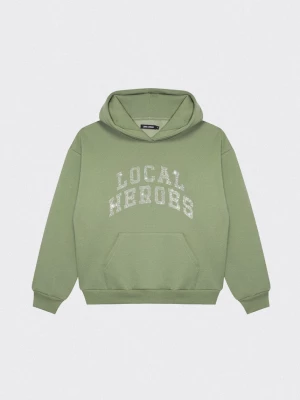 Aura light olive green rhinestones hoodie Local Heroes