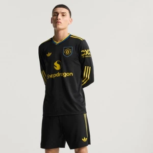 Autentyczna koszulka z długim rękawem z trzeciego zestawu Manchesteru United 25 / 26 Adidas czarny