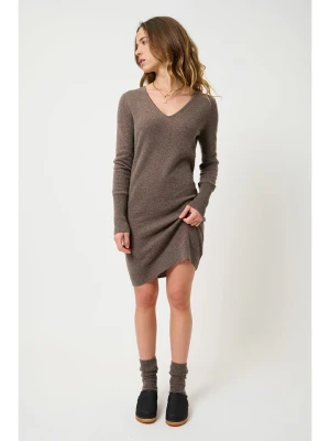 AUTHENTIC CASHMERE Kaszmirowa sukienka "Capelet" w kolorze brązowym rozmiar: S